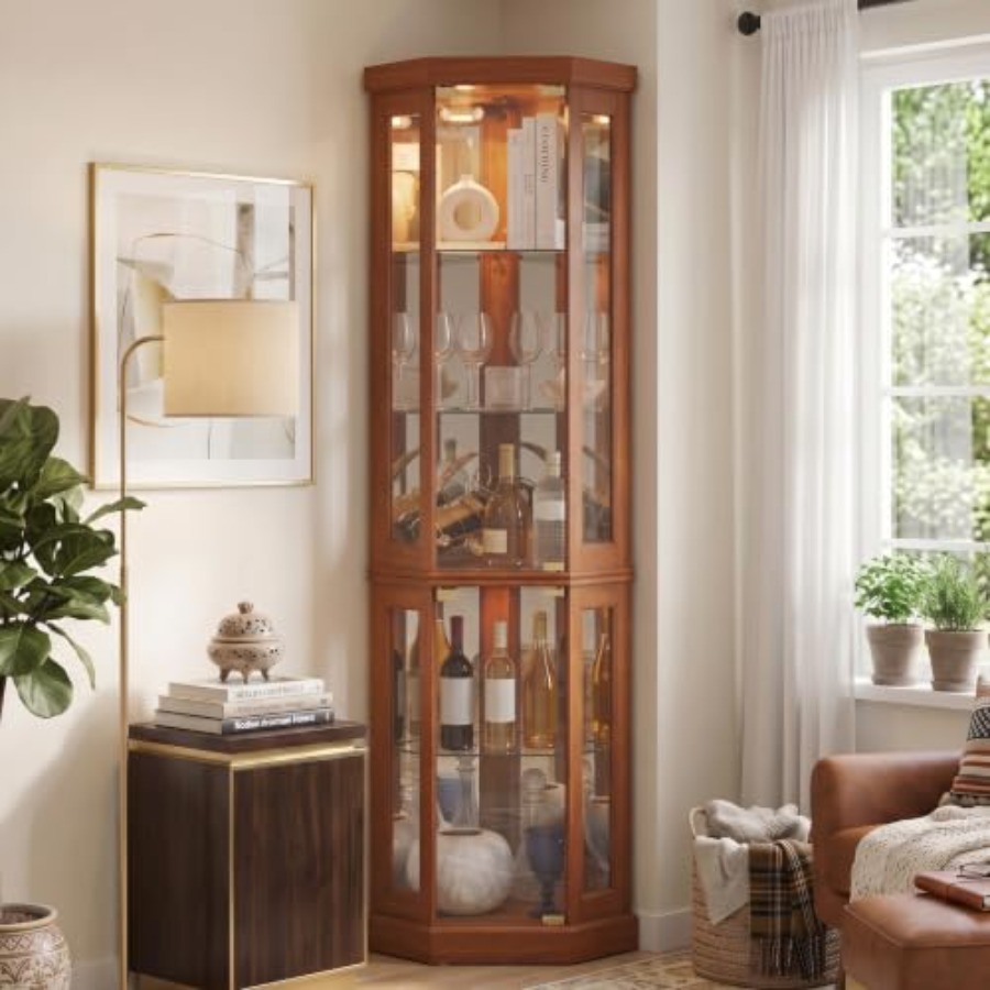Lighting - Corner curio cabinet for living room