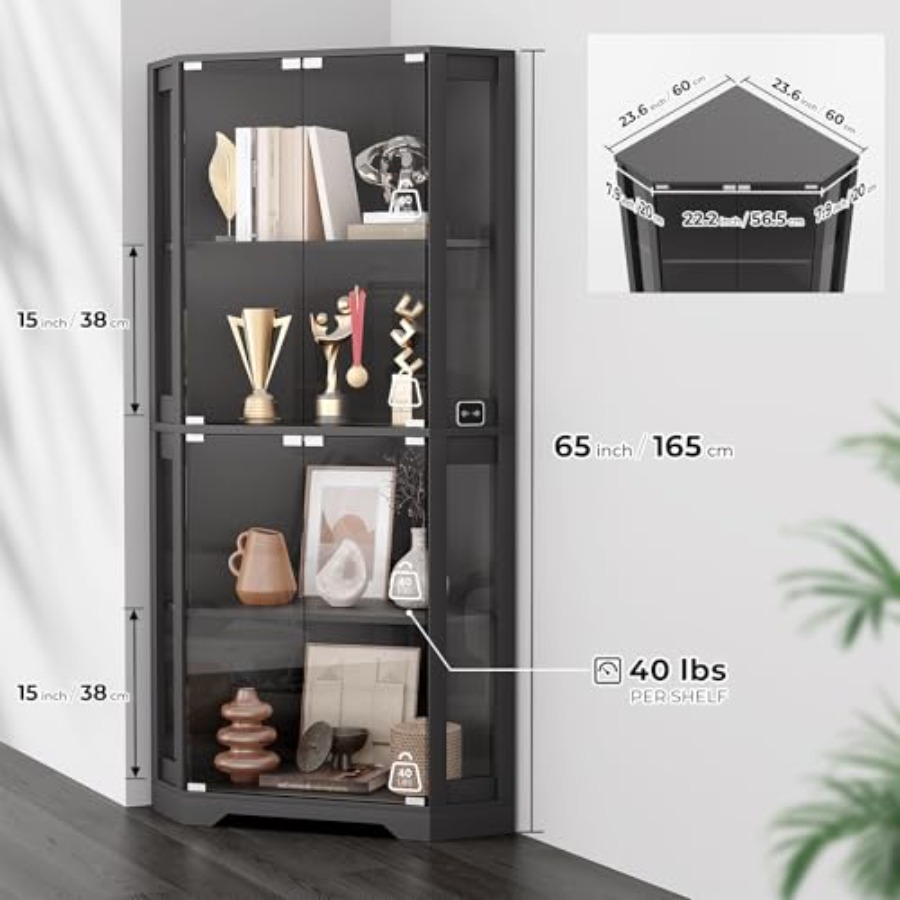 Lighted Corner Display Cabinet - Lighting review and price