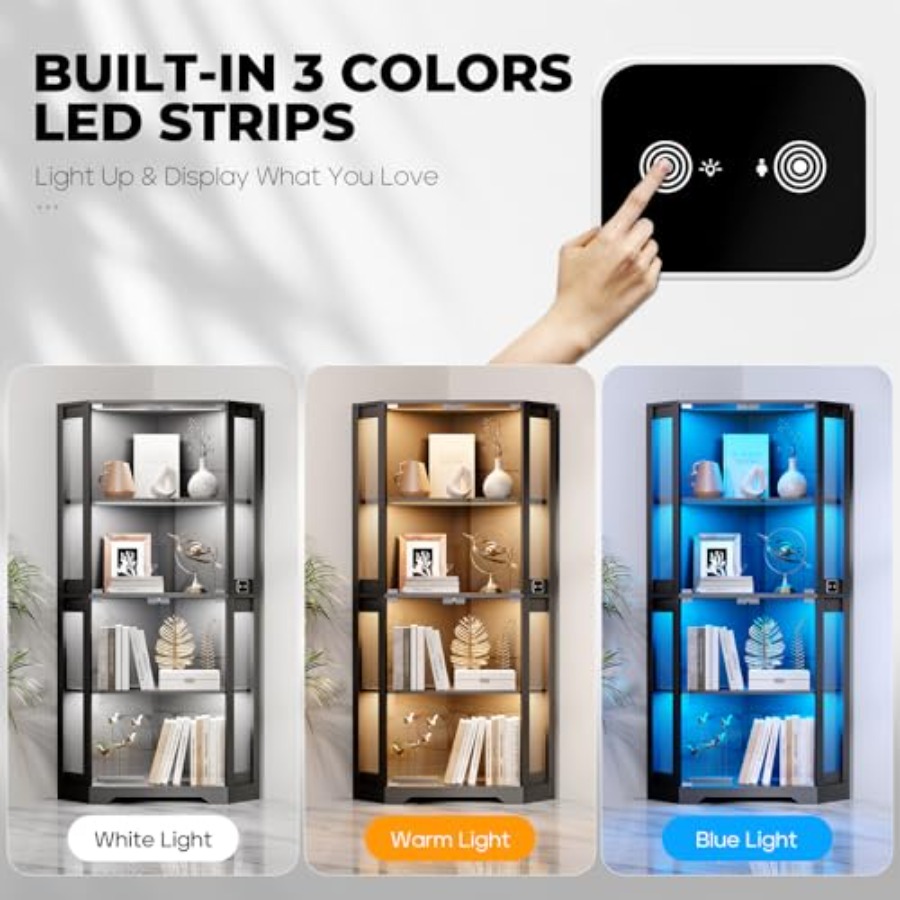 Lighted Corner Display Cabinet - Lighting review and price