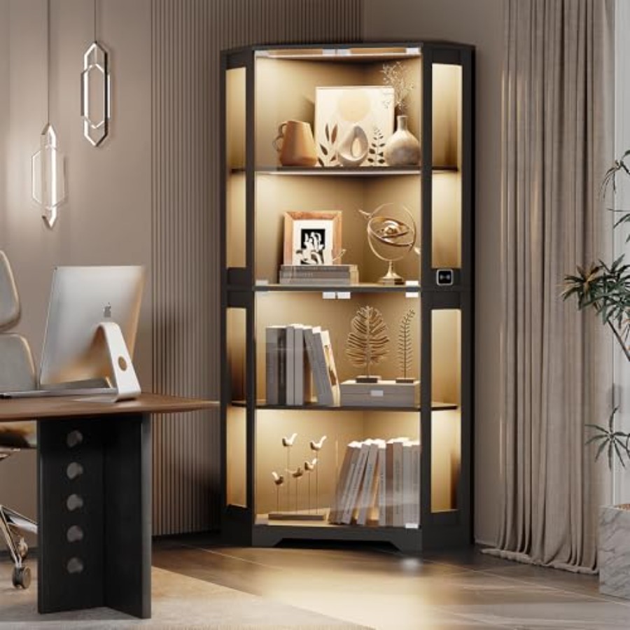 Lighted Corner Display Cabinet - Lighting review and price