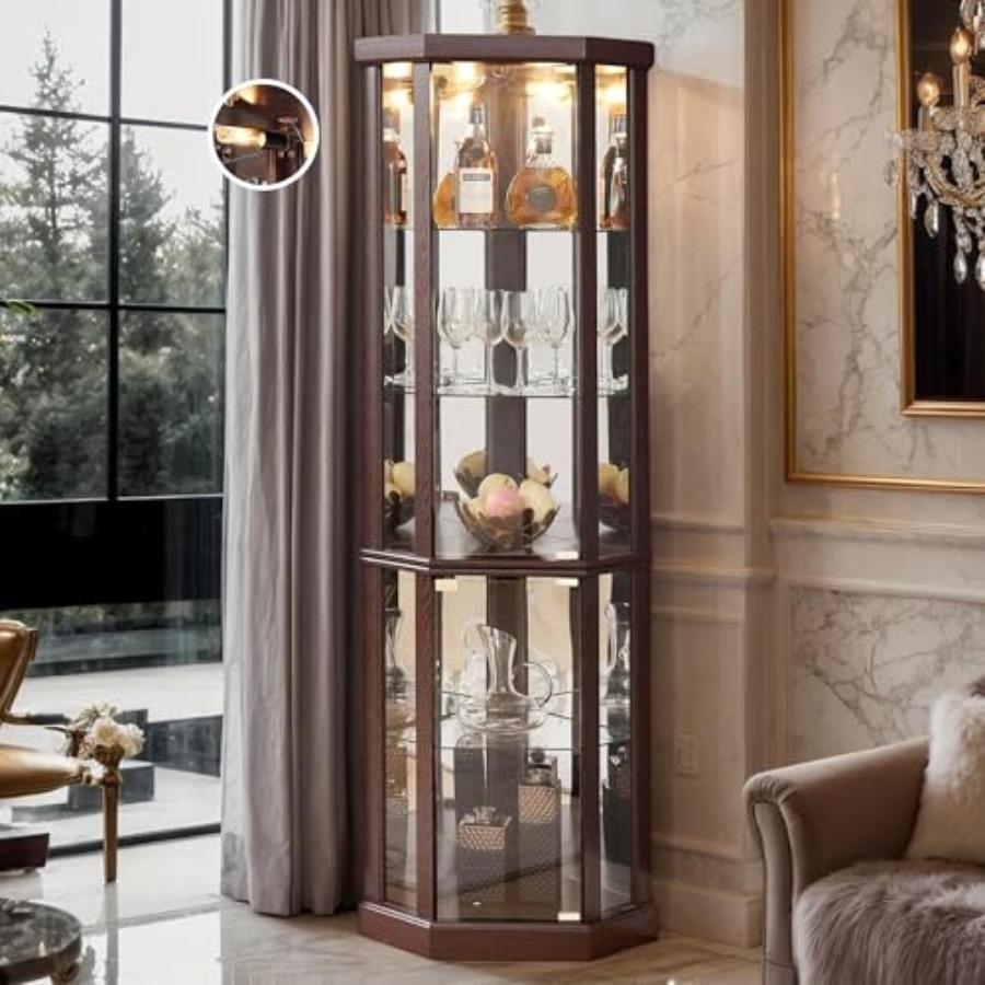Corner curio cabinet for livin - Lighting review and price