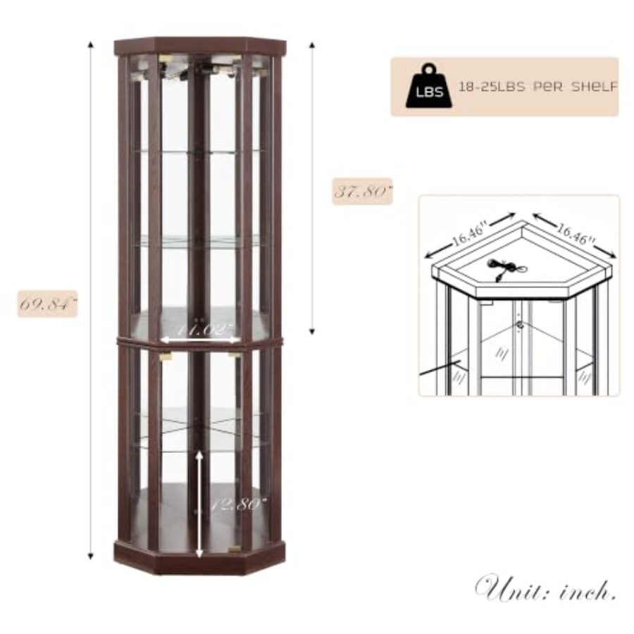 Corner curio cabinet for livin - Lighting review and price