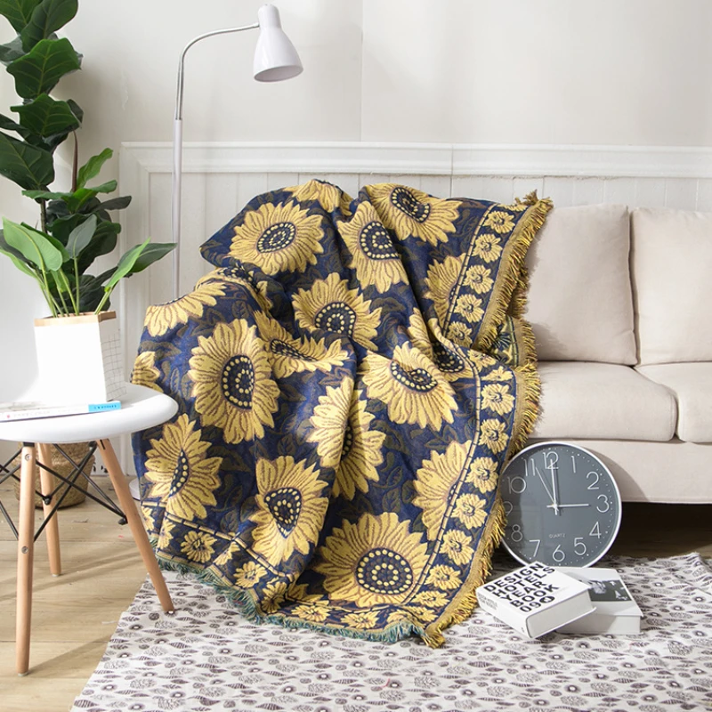 Textile City Vintage Sunflower - Boho Throw Blanket Fringe review and price