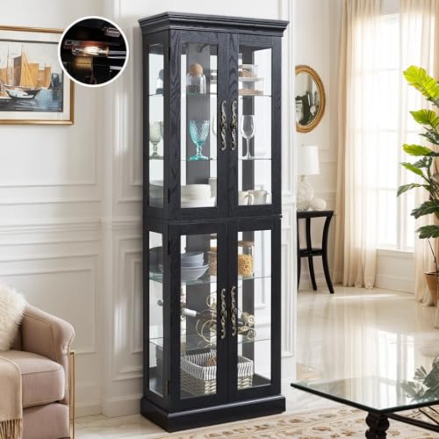 Lighted curio cabinet for livi - Lighting review and price