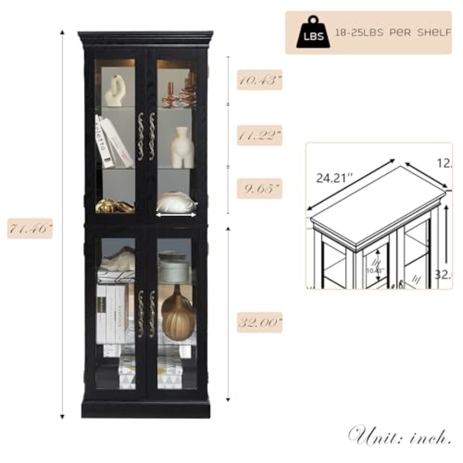 Lighted curio cabinet for livi - Lighting review and price