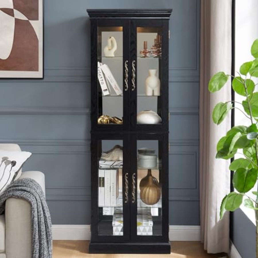 Lighted curio cabinet for livi - Lighting review and price