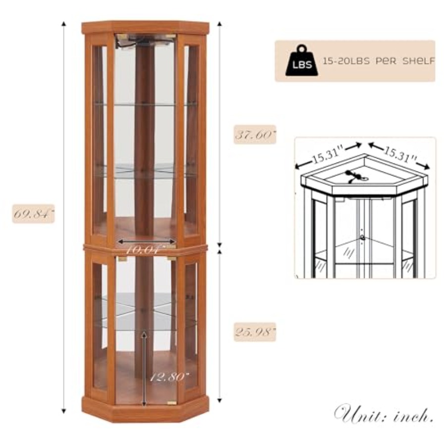 Corner curio cabinet for livin - Lighting review and price