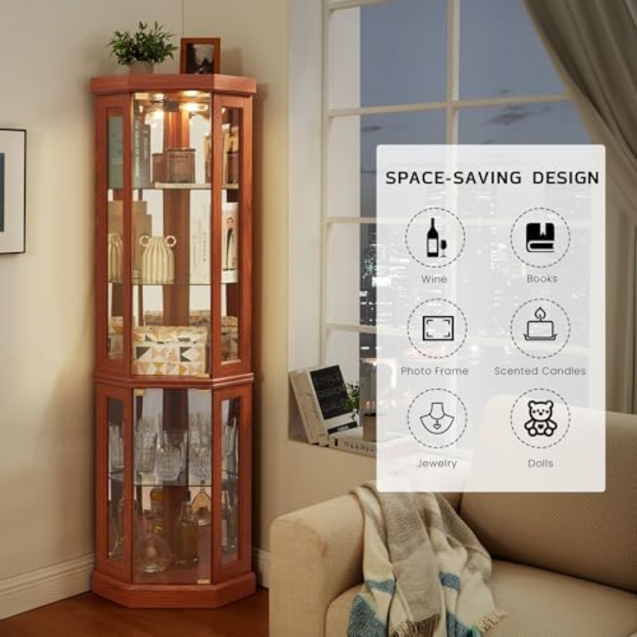 Corner curio cabinet for livin - Lighting review and price