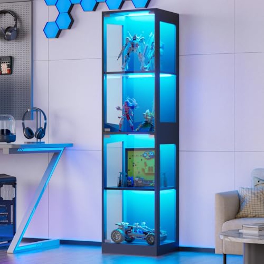 Glass display cabinet with LED - Lighting review and price