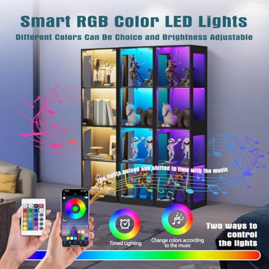 Glass display cabinet with LED - Lighting review and price