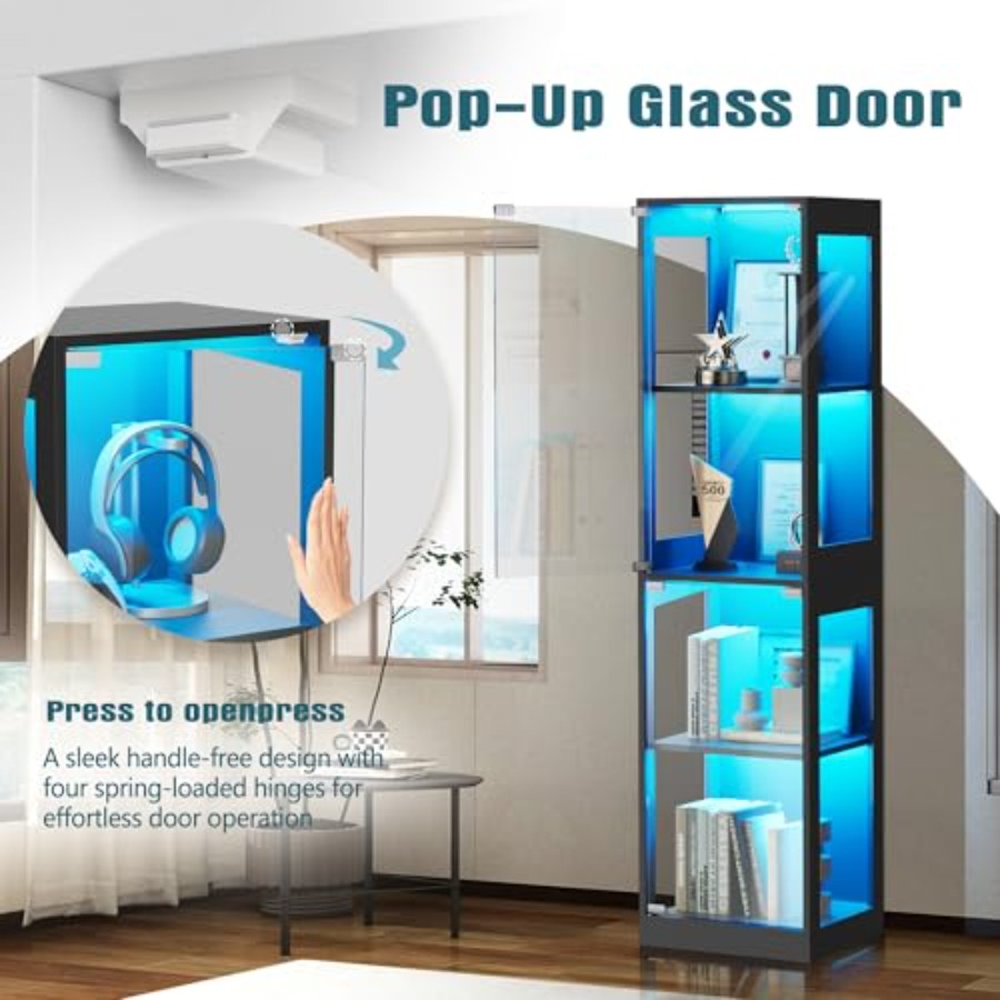 Glass display cabinet with LED - Lighting review and price