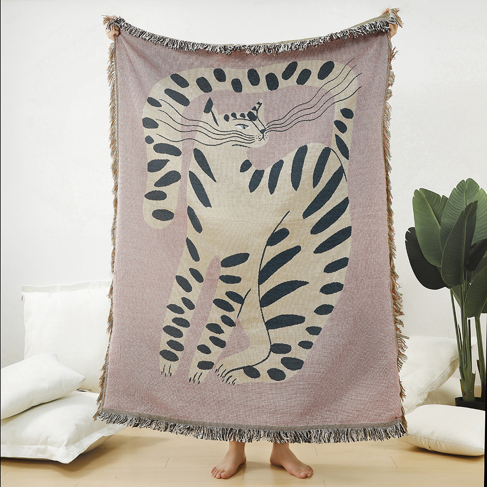 Boho Abstract Cat Jacquard Thr - Boho Throw Blanket Fringe review and price