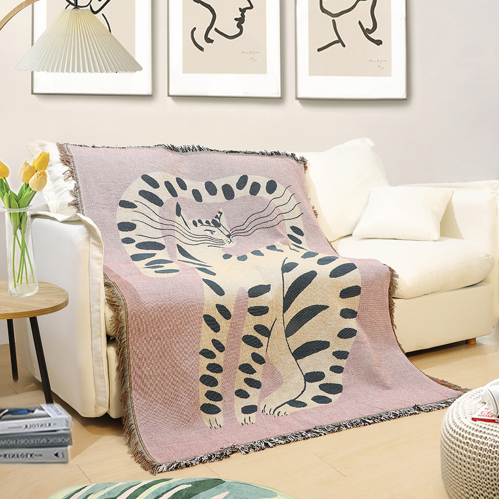 Boho Abstract Cat Jacquard Thr - Boho Throw Blanket Fringe review and price